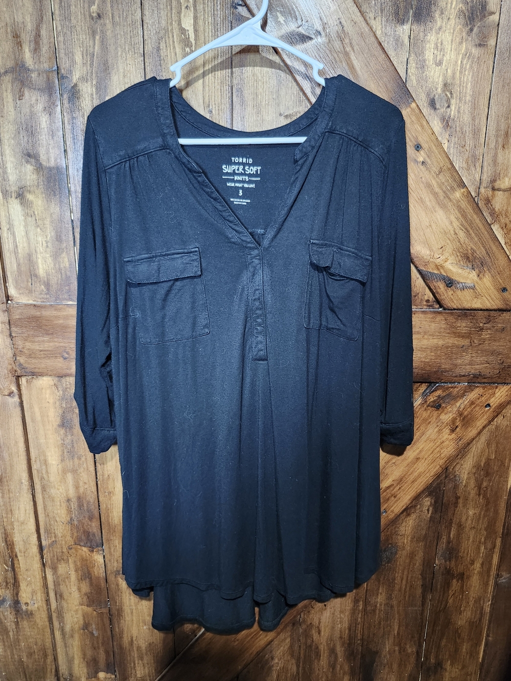 Torrid Black Super Soft V-Neck Utility Tunic